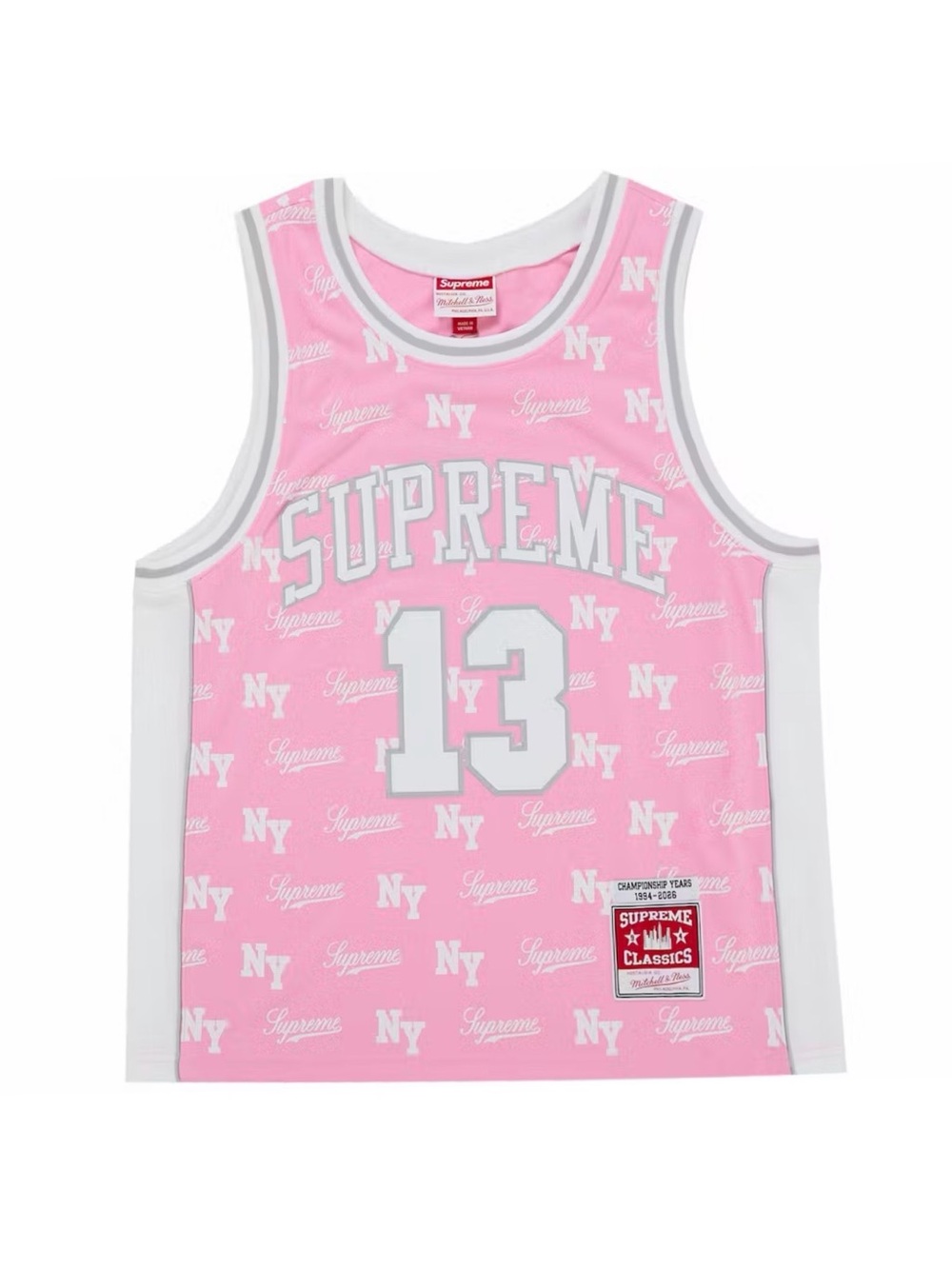 Supreme Pink & White NY 13 Basketball Tank